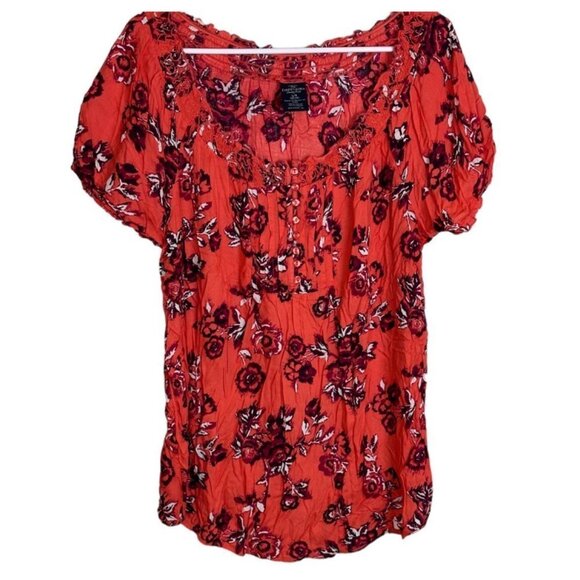 Faded Glory Since 1972 Women's Blouse Color Orange Print Size XL Sku 2448 - Picture 3 of 12